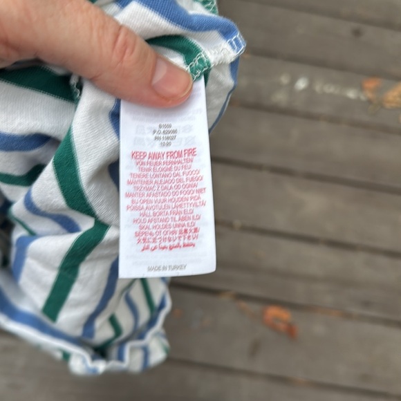 Boden Green and White Striped Boys Long Sleeve Tee size 9-10Y - Picture 3 of 5